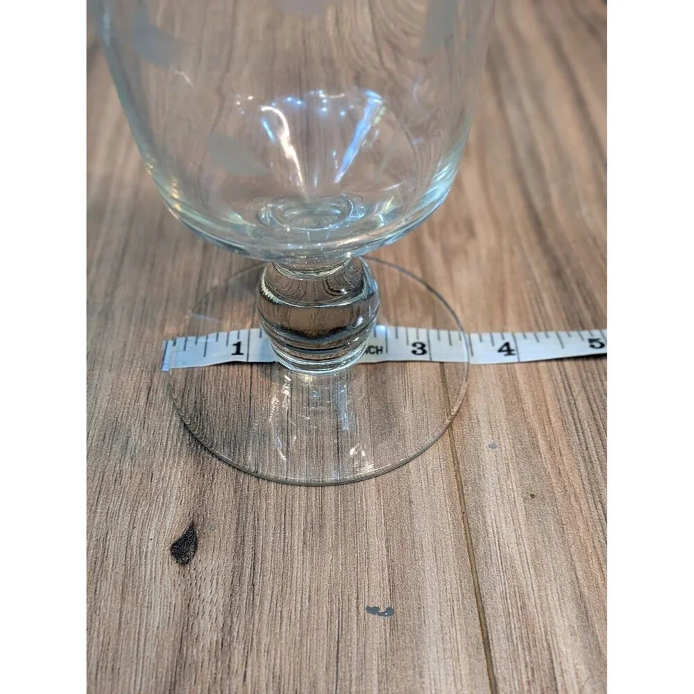 Vintage Etched Cut Floral Crystal Glass Footed Vase 10”